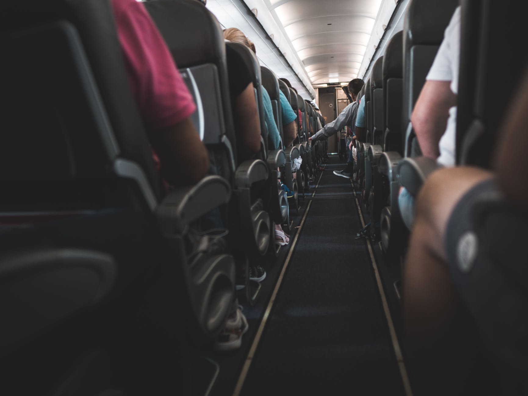 people sitting on plane chairs